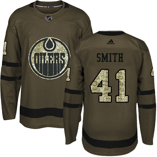 Adidas Oilers #41 Mike Smith Green Salute to Service Stitched Youth NHL Jersey